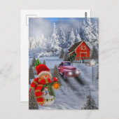 Vintager Roter LKW Postkarte (Vorne/Hinten)