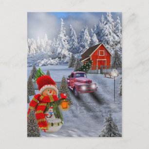 Vintager Roter LKW Postkarte