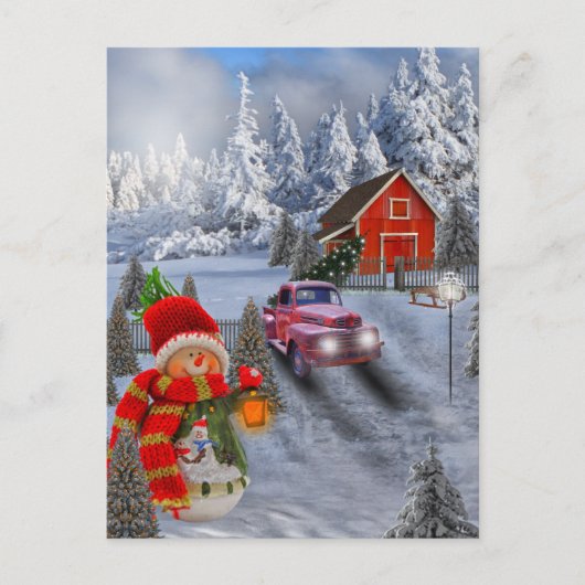 Vintager Roter LKW Postkarte (Vorderseite)