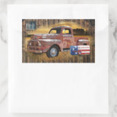 Vintager Roter LKW Rechteckiger Aufkleber (Tasche)