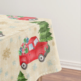 Vintager roter LKW und Weihnachtsbaumtablett Tischdecke
