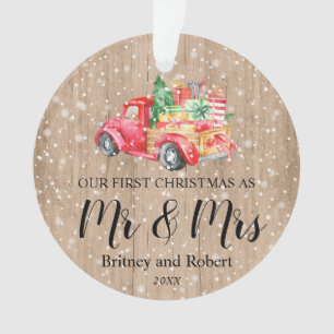 Vintager roter LKW Unser erstes Weihnachten Ornament