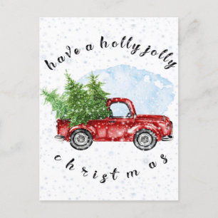 Vintager Roter LKW Weihnachten im Jolly Postkarte