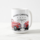 Vintager Roter LKW Weihnachtsbaum Großvater Name Kaffeetasse (VorderseiteRechts)