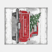 Vintager Roter LKW Weihnachtsbaum Rustikaler Name Fleecedecke (Vorderseite (Horizontal))