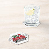 Vintager Roter LKW Weihnachtsbaum Rustikaler Name Untersetzer (Vor Ort)