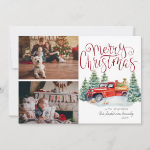 Vintager Roter LKW Weihnachtsfoto Collage Feiertagskarte