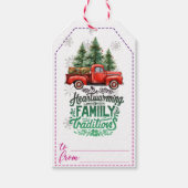 Vintager roter Lkw Weihnachtsgeschenk Geschenkanhänger (Vorderseite)