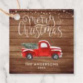 Vintager Roter LKW | Weihnachtsgeschenke Tags Geschenkanhänger (Vorderseite)
