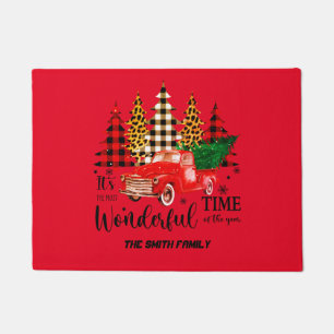 Vintager roter LKW Weihnachtszeit Doormat Fußmatte
