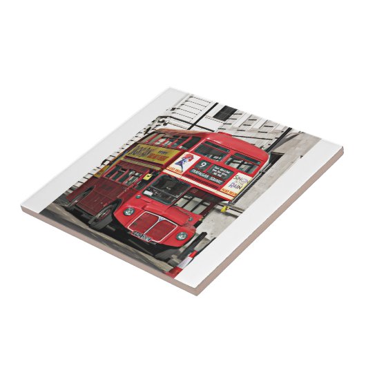 Vintager roter London-Bus Fliese (Seite)