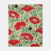 Vintager Roter Mohn Fleecedecke (Vorderseite)