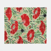 Vintager Roter Mohn Fleecedecke (Vorderseite (Horizontal))