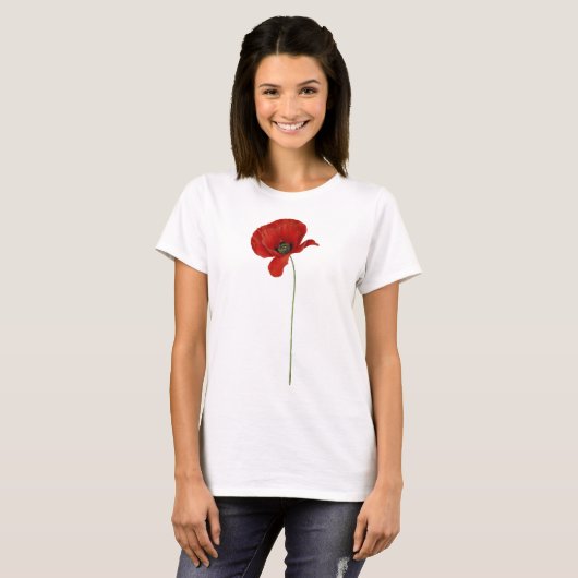 Vintager Roter Mohn T-Shirt (Vorne ganz)