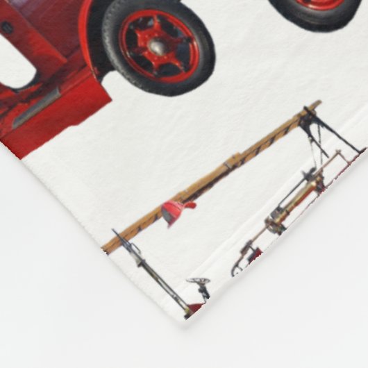 Vintager roter Motor mit Ladenmuster, Fleecedecke (Ecke)