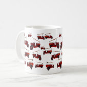 Vintager roter Motor mit Ladenmuster, Kaffeetasse (Vorderseite Links)