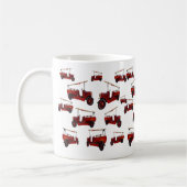 Vintager roter Motor mit Ladenmuster, Kaffeetasse (Links)
