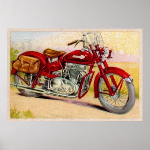 Vintager roter Motorrad-Druck Poster