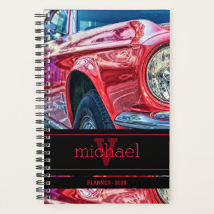 Vintager roter Muskel Auto Mit Monogramm Planer