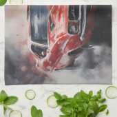 Vintager roter Muskelwagen mit Silberstreifen Geschirrtuch (Gefaltet)