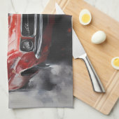 Vintager roter Muskelwagen mit Silberstreifen Geschirrtuch (Viertel Falte)