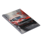 Vintager roter Muskelwagen mit Silberstreifen Notizblock (Rechte Seite)