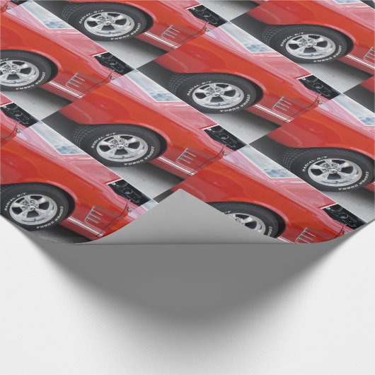 Vintager, roter Mustang, Geschenkpapier (Ecke)