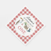 Vintager Roter O-Fisch-Ally 1. Geburtstag Serviette (Ecke)