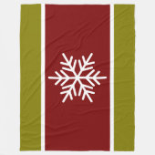 Vintager Roter Olive Streifen Weiße Schneeflocke Fleecedecke (Vorderseite)