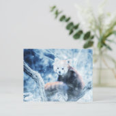 Vintager roter Panda im Schnee Feiertagspostkarte (Stehend Vorderseite)