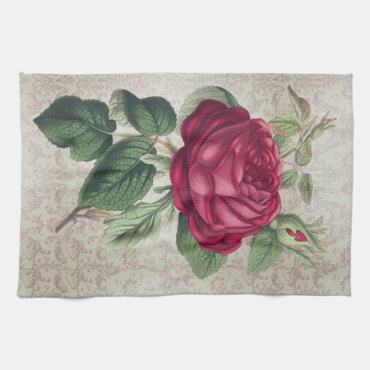 Vintager Roter Ross mit Damask Geschirrtuch (Horizontal)