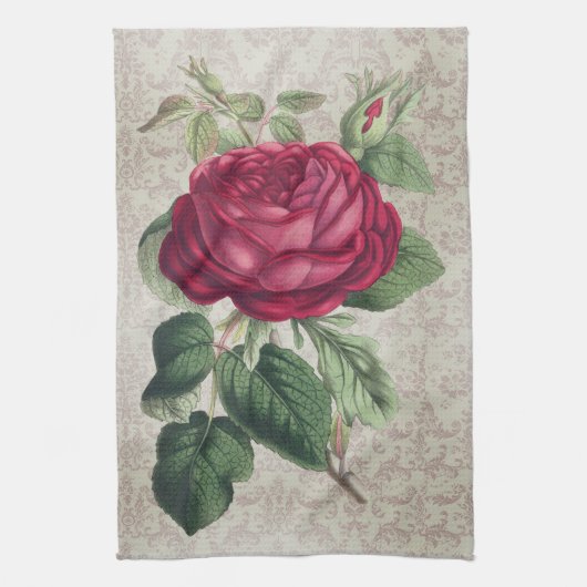 Vintager Roter Ross mit Damask Geschirrtuch (Vertikal)