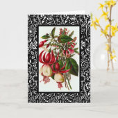 Vintager roter Schwarz-weißer Rahmen Karte (Gelbe Blume)