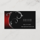 Vintager roter schwarzer silberner Strudel Visitenkarte (Rückseite)