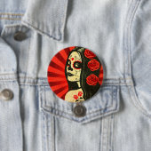 Vintager roter Tag des toten Mädchens Button (Beispiel)