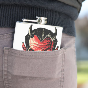 Vintager Roter Teufel Kopf Flachmann