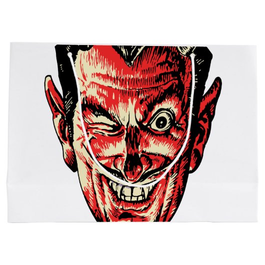 Vintager Roter Teufel Kopf Große Geschenktüte (Rückseite)