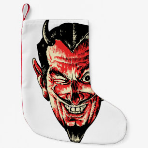 Vintager Roter Teufel Kopf Kleiner Weihnachtsstrumpf