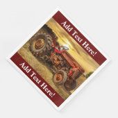 Vintager roter Traktor Serviette (Ecke)