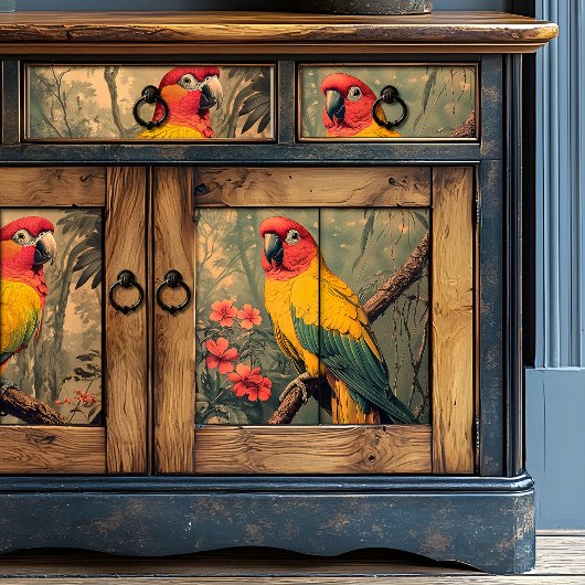 Vintager Roter und Gelber Jungfisch Seidenpapier