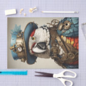 Vintager Roter und Weißer Steampenpapagei Seidenpapier (Handwerk)