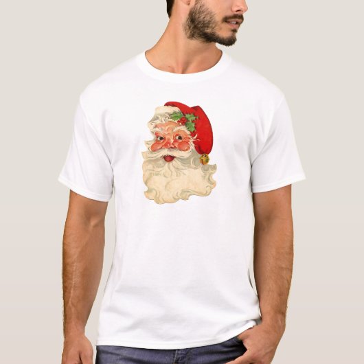 Vintager roter und weißer Weihnachtsmann T-Shirt (Vorderseite)