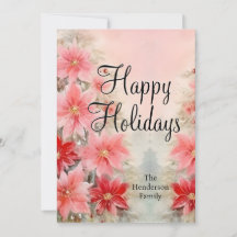 Vintager Roter Wasserfarben Poinsettia Weihnachtsb