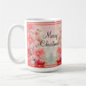 Vintager Roter Wasserfarben Poinsettia Weihnachtsb Kaffeetasse (Links)