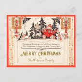 Vintager Roter Weihnachtsgruß Feiertagspostkarte (Vorderseite)