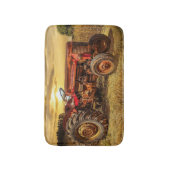 Vintager roter Zuchttraktor Badematte (Vorderseite Vertikal)