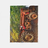 Vintager roter Zuchttraktor Fleecedecke (Vorderseite)