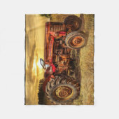 Vintager roter Zuchttraktor Fleecedecke (Vorderseite)