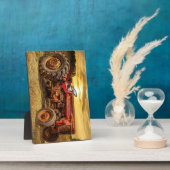 Vintager roter Zuchttraktor Fotoplatte (Seite)