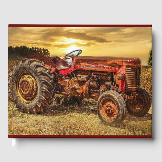 Vintager roter Zuchttraktor Gästebuch (Vorderseite)